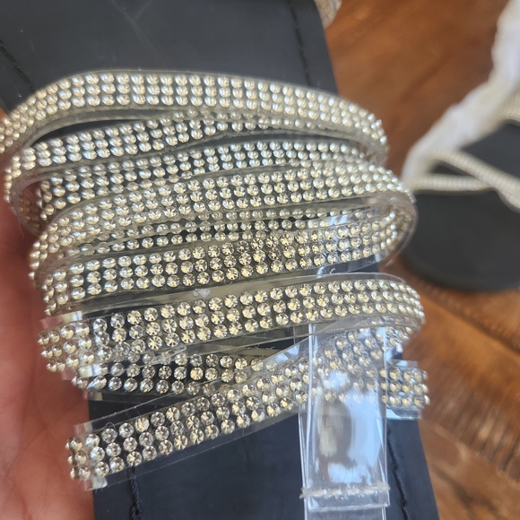 Black and Silver Sandals with Classic Design - Picture 3 of 7